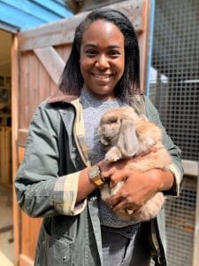 Willans' Emma Thompson with Wren the bunny