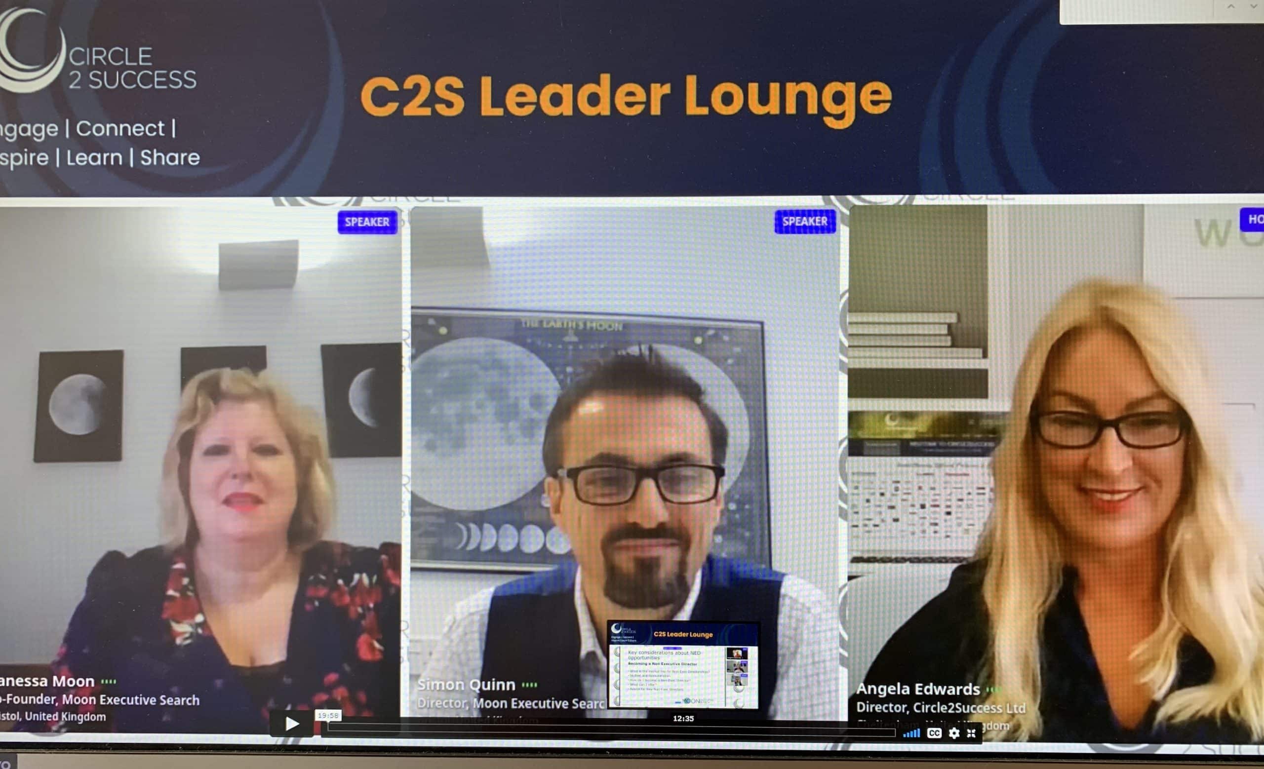 C2S Monthly Leaders Lounge Online with Leader Insighth from Moon Executive Search on NED’s